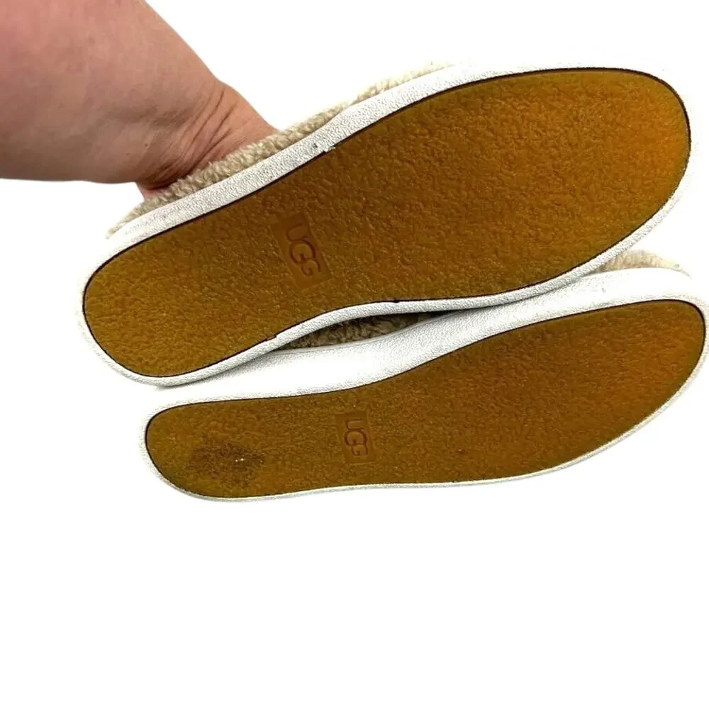 UGG Womens 8 Ricci Beige Suede Leather Faux Fur Slip On Casual Sneakers